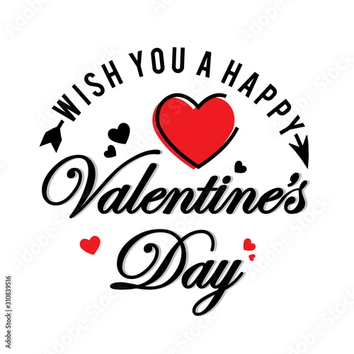 Valentines Day card design. heart with hand drawn typographic lettering isolated on background. Vector love Illustration of a Valentines Day EPS10.