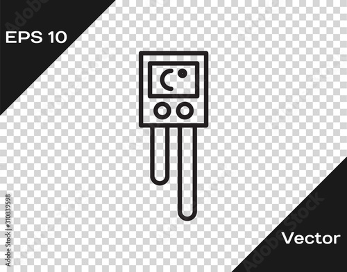 Black line Temperature and humidity sensor icon isolated on transparent background.  Vector Illustration