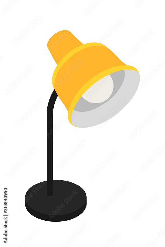 Yellow table lamp office item isolated on white - obrazy, fototapety, plakaty 
