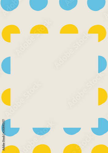 Modern abstract pastel blue yellow gray big dot pattern banner background template. Geometric dot pattern background poster template. Square background graphic with dots.