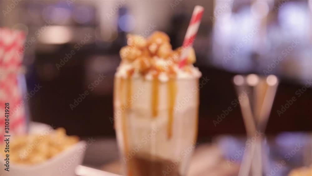 Popcorn and Cream Topping with Caramel - Zoom In Popcorn and Cream Topping with Caramel - Zoom In