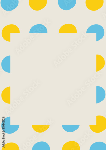 Polka dot pattern collection. Vector geometric seamless textures with circles, dots, spots. Set of blue and yellow gray minimal abstract dotted background swatches with trendy modern colorful labels.