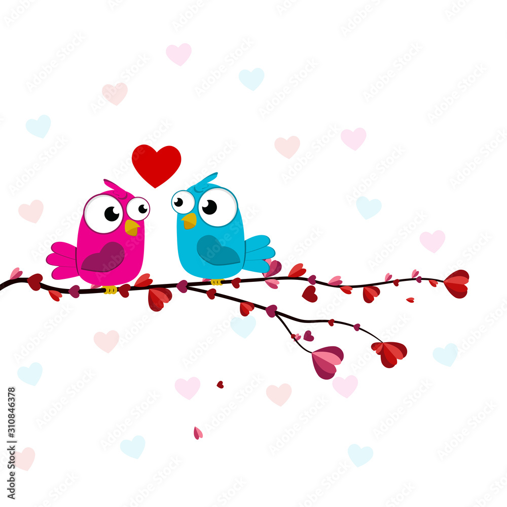 Creative of love valentines day concept. Love birds couple hug under love heart tree background. Vector illustration invitation card Valentine's day paper cut style. Valentines wallpaper. Banner. Post Creative of love valentines day concept. Love birds couple hug under love heart tree background. Vector illustration invitation card Valentine's day paper cut style. Valentines wallpaper. Banner. Post