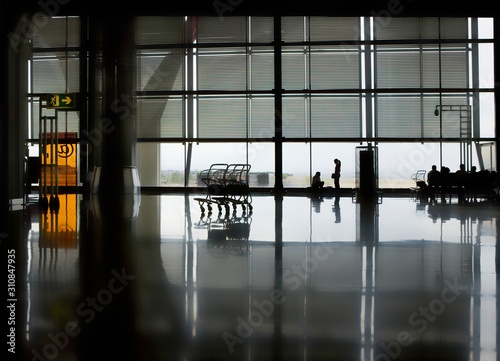 Polished floor of airport terminal