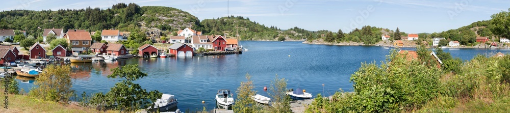 Panorama von Farestad, Dorf an der Küste Südnorwegens