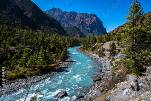 River on Annapurna Circuit Trekking, Nepal, landscape photo