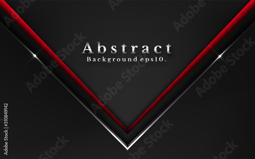 3d abstract modern  background dark black metal steel with luxury VIP and red color with line silver Sparkles glitter and gradient decoration shapes geometric Polished vector , design elements