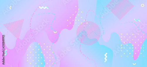 Abstract Pastel Banner. Geometric Fluid Design. 