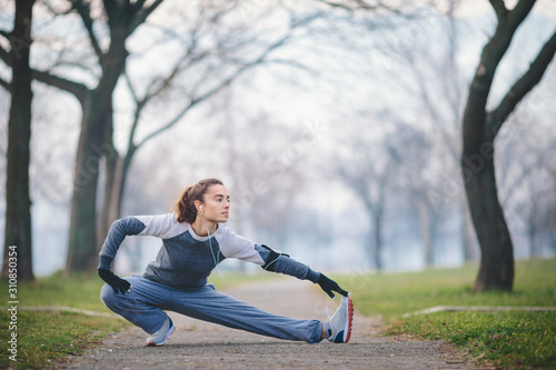 Woman outdoors exercising