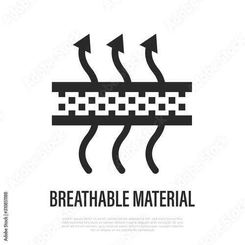 Breathable material thin line icon. Vector illustration of fabric feature.
