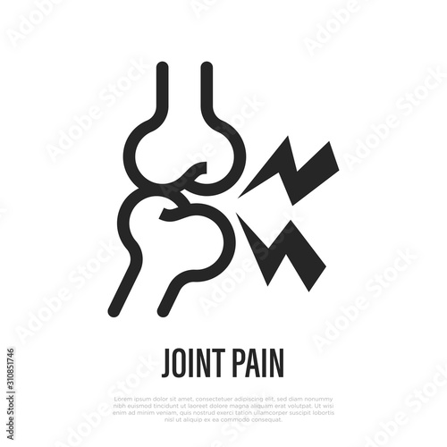 Joint pain thin line icon. Vector illustration of arthritis symptom.