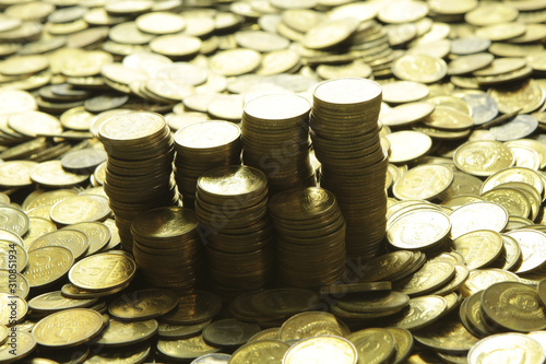 Canvastavla A bunch of coins