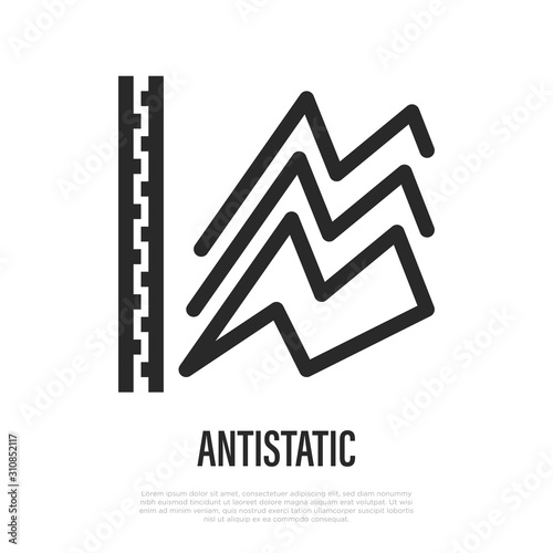 Antistatic thin line icon. Vector illustration of fabric feature.