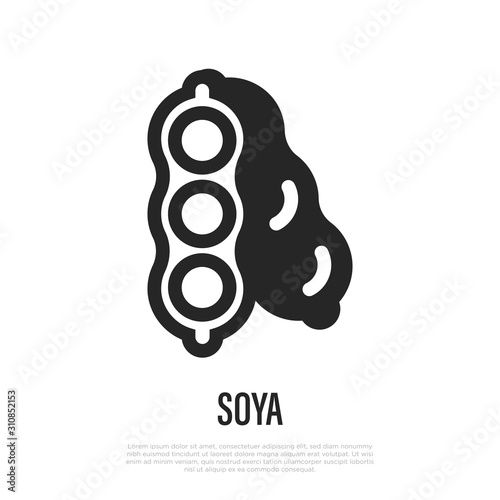 Soya beans thin line icon. Symbol for packaging. Vector illustration.