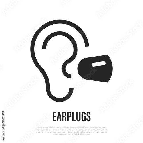 Earplug thin line icon. Remedy for insomnia. Vector illustration.