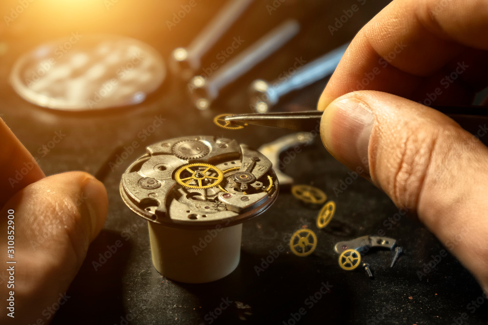 Watchmaker's workshop, mechanical watch repair Watchmaker's workshop, mechanical watch repair
