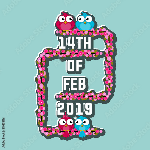 Creative of love valentines day concept. Love birds couple  background. Vector illustration invitation card Valentine's day paper cut style. Valentines wallpaper. Banner. Post