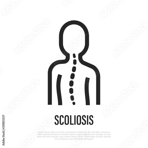 Scoliosis thin line icon. Vector illustration of back curvature.