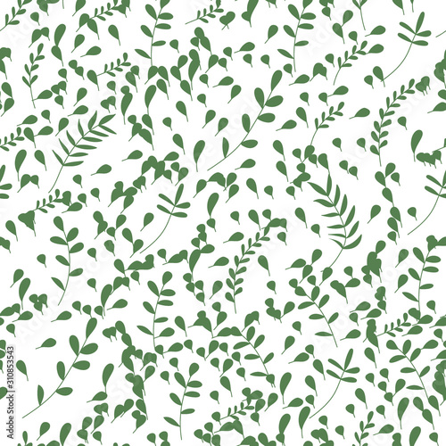 Vector Leaves branch. Field foliage seamless pattern