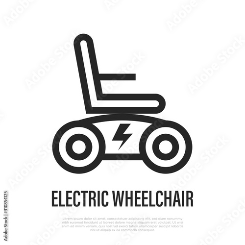 Electric wheelchair thin line icon. Transport for disabled. Vector illustration.