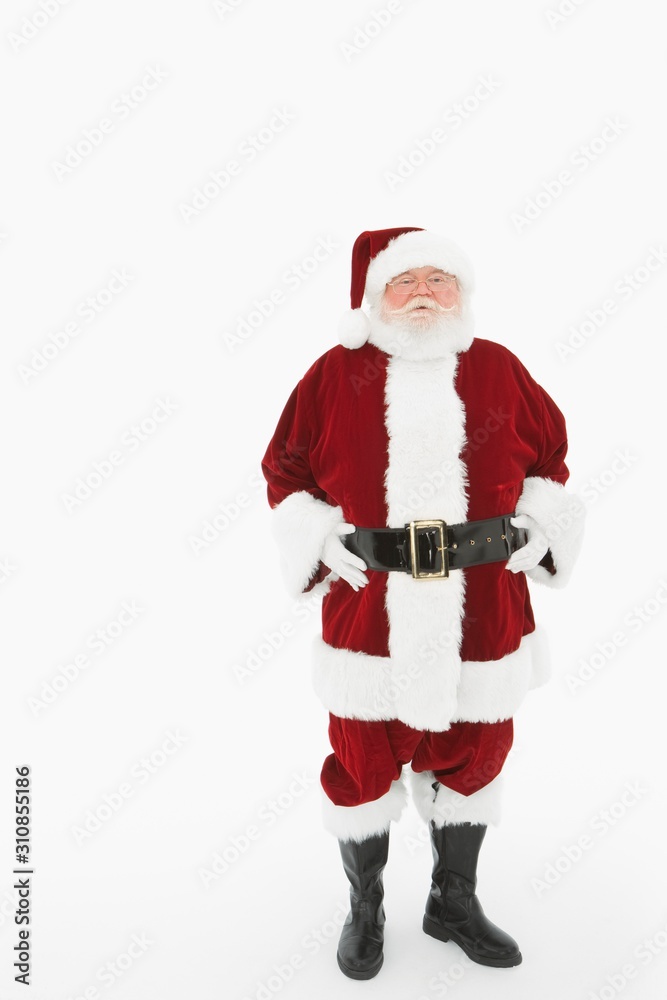 Senior Man Standing In Santa Claus Outfit Senior Man Standing In Santa Claus Outfit
