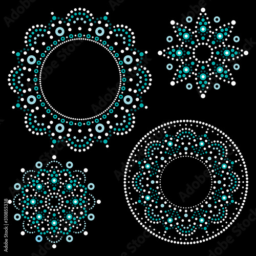 Mandala Australian dot paiting mandala set - vector design, Aboriginal traditional decorative patterns collection, Australian mosaic art