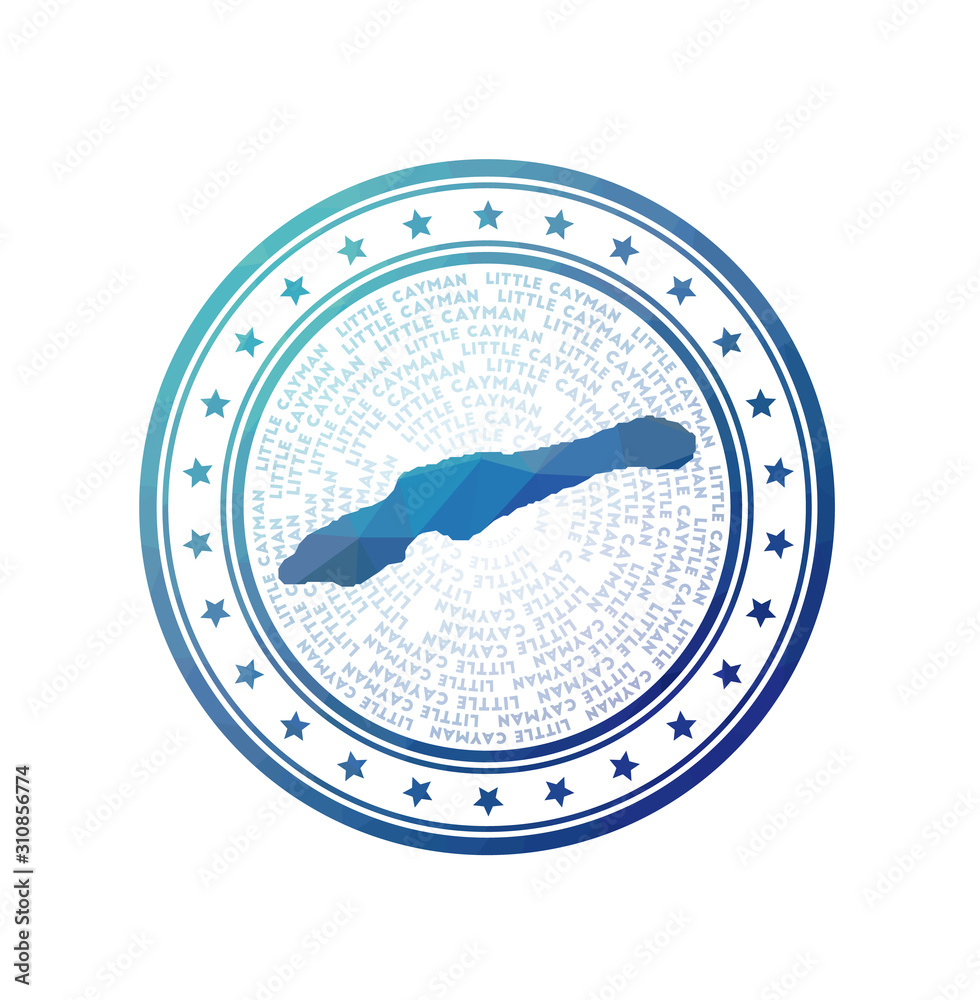 Flat low poly stamp of Little Cayman. Polygonal Little Cayman badge. Trendy vector logo of the island. Flat low poly stamp of Little Cayman. Polygonal Little Cayman badge. Trendy vector logo of the island.