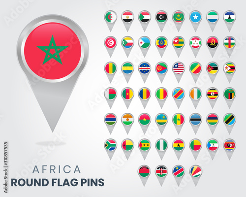 Africa Round Flag Pins, Map pointers