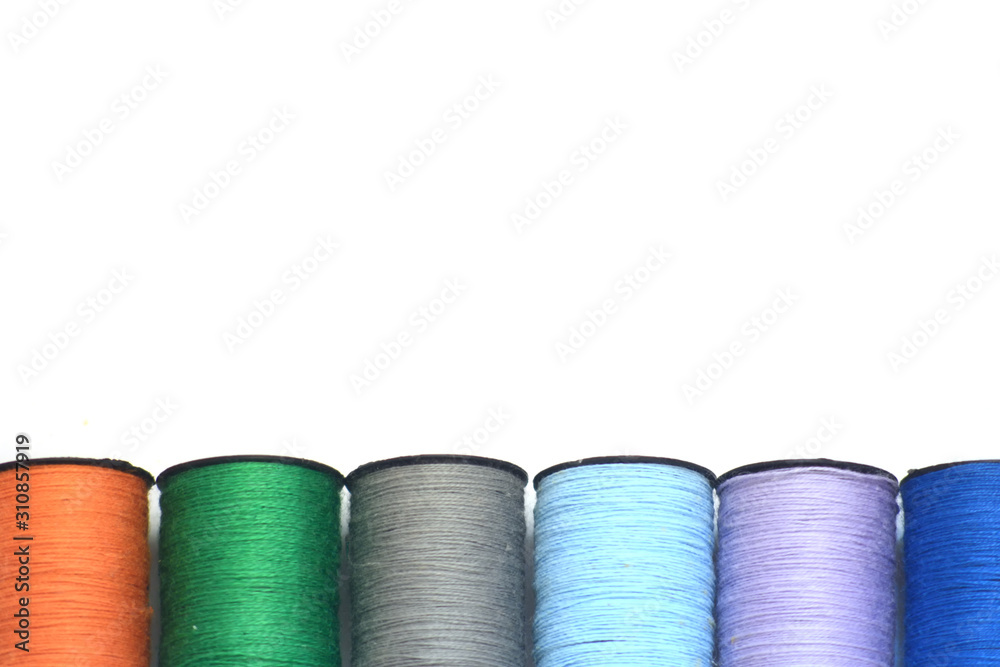 Multicolor sewing arrange on white background Multicolor sewing arrange on white background
