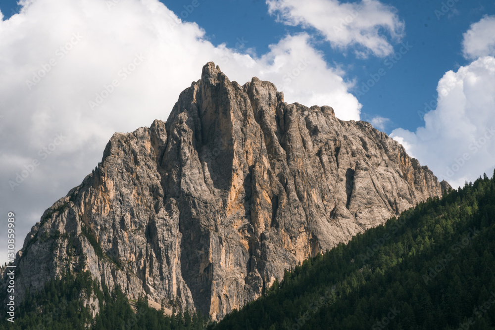 Italy, Dolomites top of mountain, the rock, stone nature, nobody. summer day.