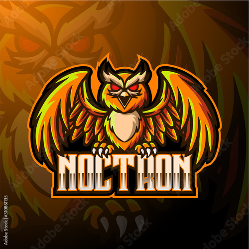 Owl mascot sports esport logo design.