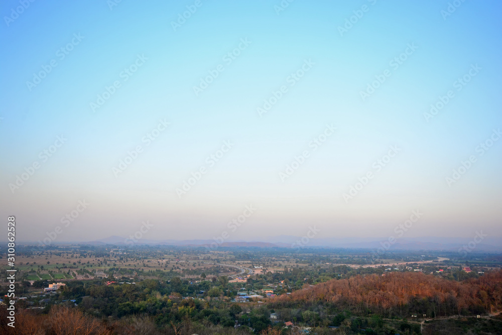 city and forest landscape