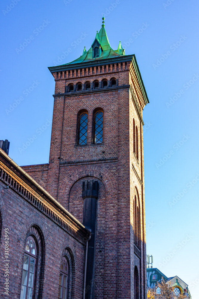 Tower of the historical Brannvakten (firehouse) next to the Oslo Cathedral, Oslo, Norway