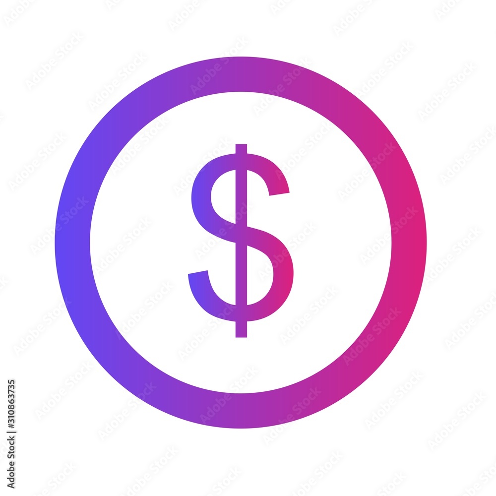 Glyph Gradient Coin icon isolated on background Glyph Gradient Coin icon isolated on background