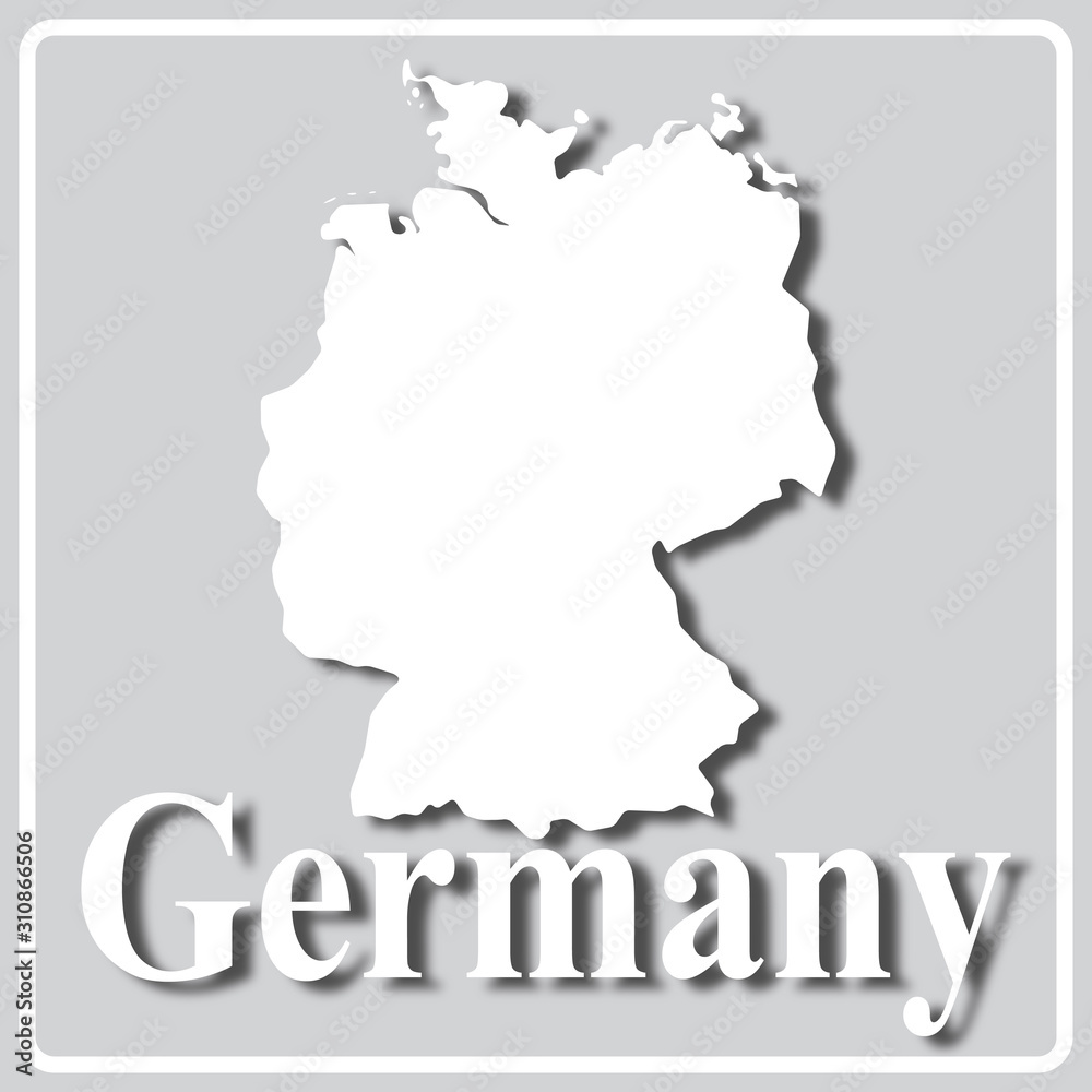 gray icon with white silhouette of a map Germany