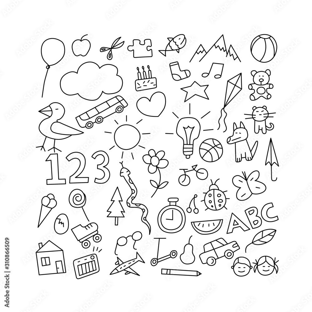 Doodle children set isolated on white Doodle children set isolated on white