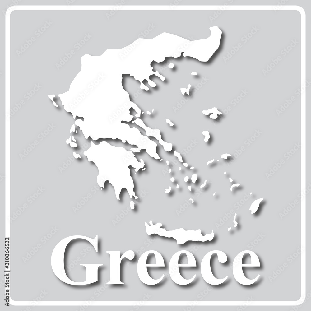 gray icon with white silhouette of a map Greece
