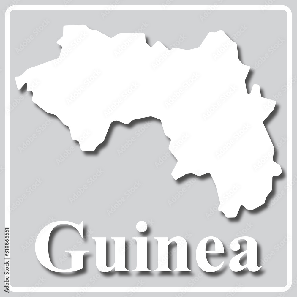 gray icon with white silhouette of a map Guinea