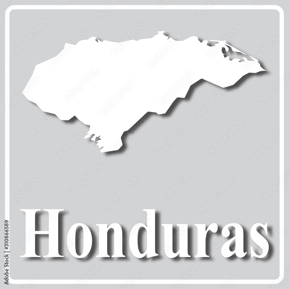 gray icon with white silhouette of a map Honduras