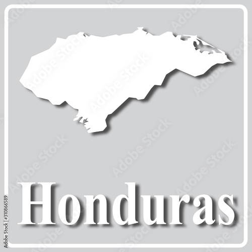 gray icon with white silhouette of a map Honduras