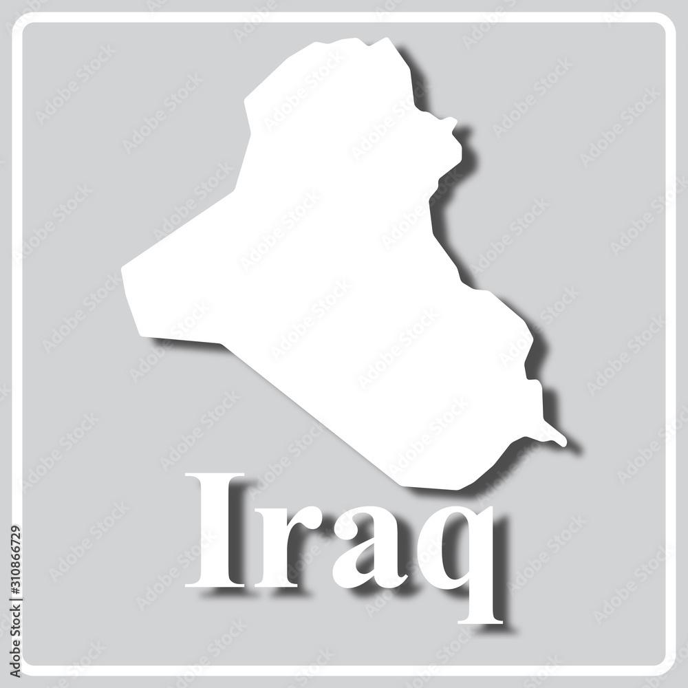 gray icon with white silhouette of a map Iraq
