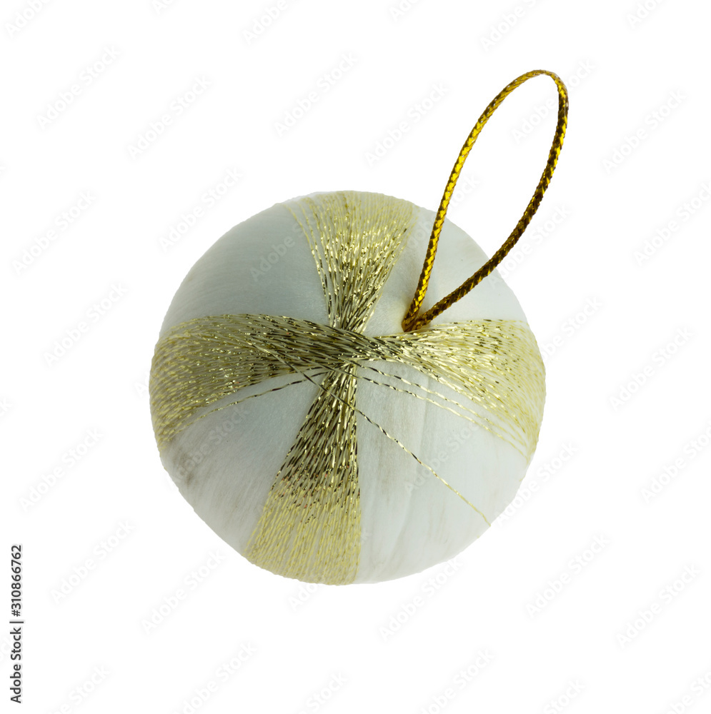 White christmas ball isolated on white background. Selective focus.