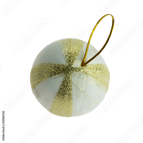 Obraz na płótnie White christmas ball isolated on white background. Selective focus. w salonie