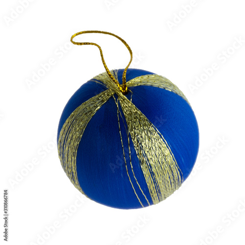 Obraz na płótnie Blue christmas ball isolated on white background. Selective focus. w salonie