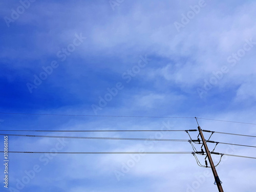 electric wires or Street Light on blue sky or on background