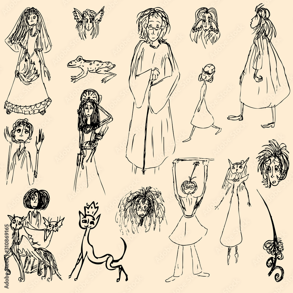 Vector image of various doodles of Halloween theme Vector image of various doodles of Halloween theme
