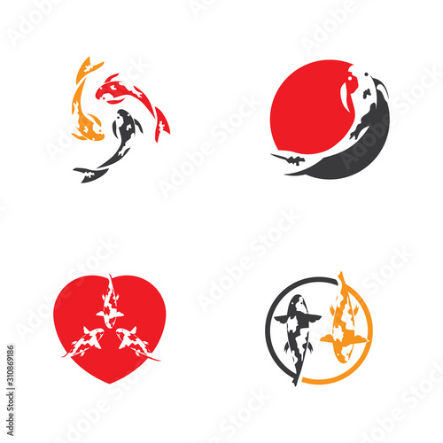 Koi fish animal  logo and symbols vector template