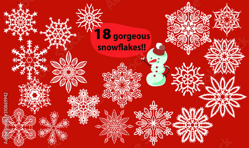 18 Beautiful snowflakes for design