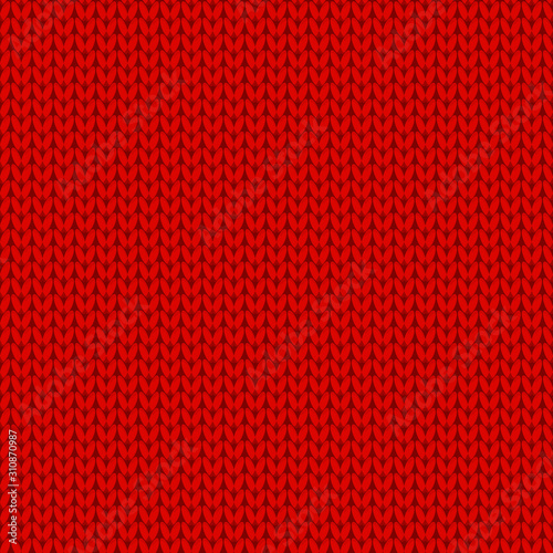 Knitted fabric red backround. Seamless pattern Holiday surface design Vector repeat backdrop for Merry Christmas card