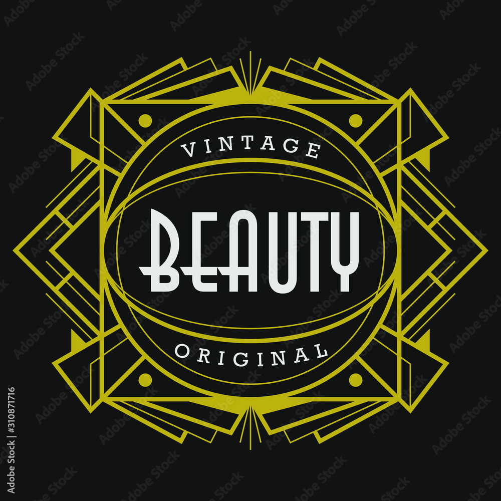 Fototapeta premium Elegant Art Deco Decorative Badge Geometric Graphic Element